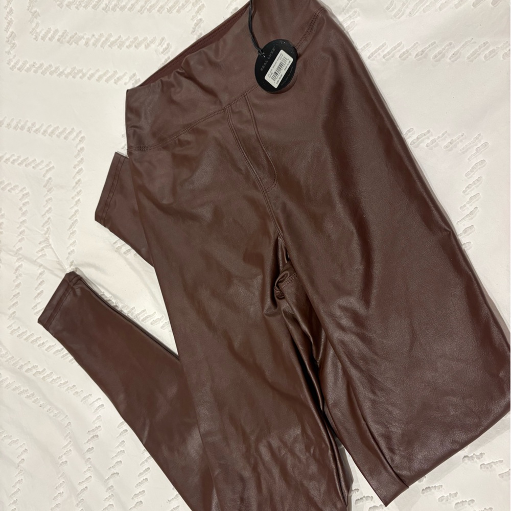 Faux Leather Brown Leggings